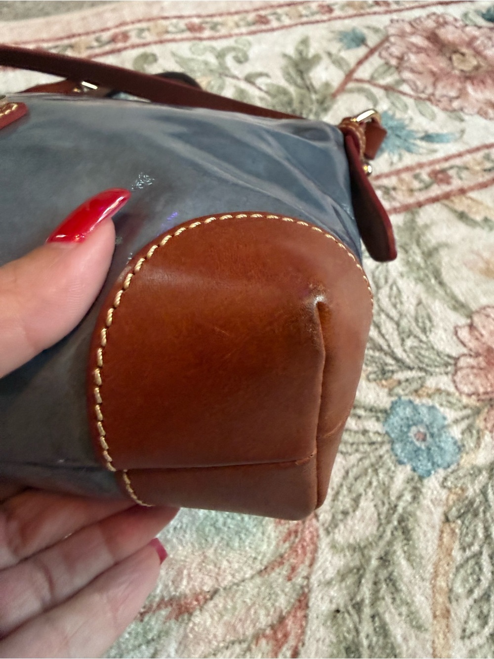 Dooney & Bourke Blue Crossbody with Brown Leather Trim - Picture 7 of 10